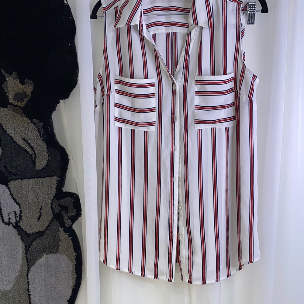 Blue and White with Red Stripes Wide Leg Set with Elegant Flow - Picture 15 of 17